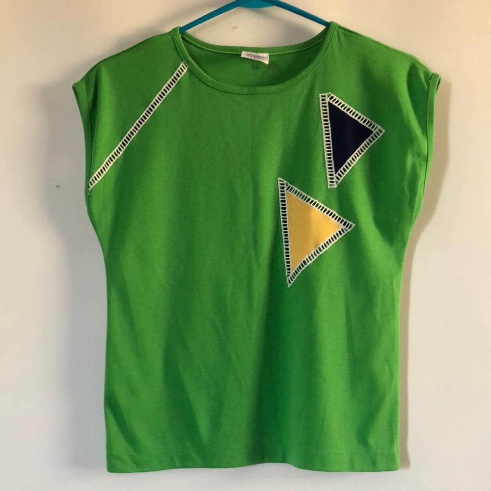 Green Shirt with Geometric Design